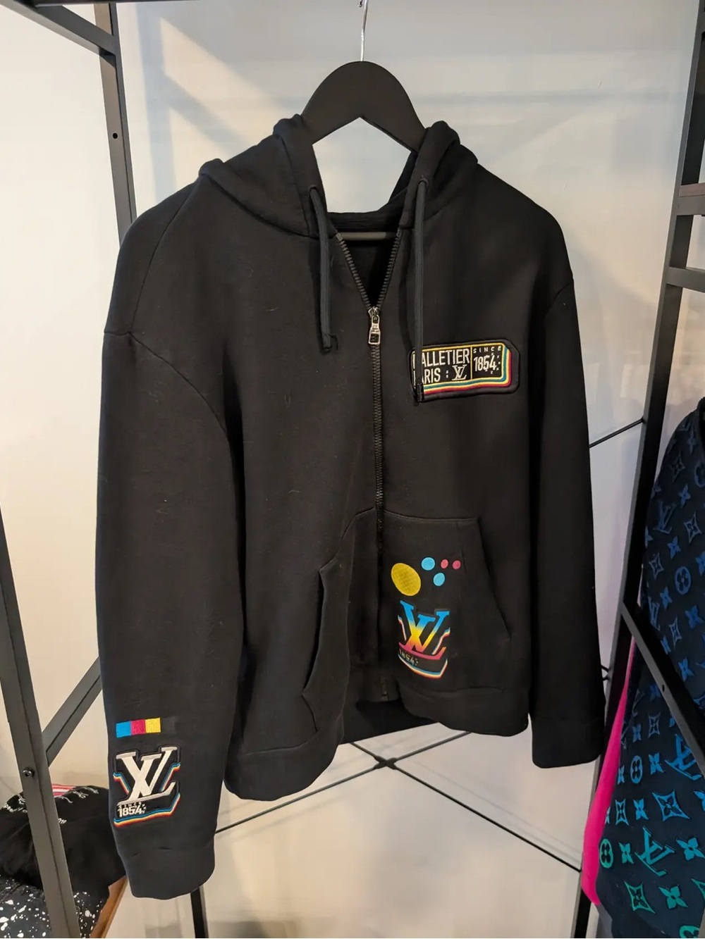 Louis Vuitton Men’s Embroidered Hoodie 1854 Graphic Fleece Size M